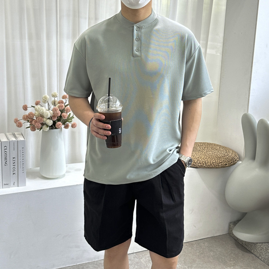 BEST | 🇰🇷亨利領3鈕扣Tee 