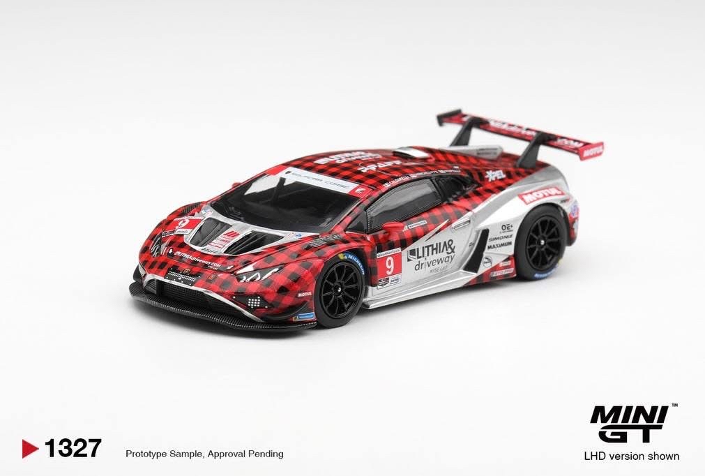 （預訂 Pre Order) Mini GT ( MGT01327-L ) Lamborghini Huracan GT3 EVO2 #9 Pfaff Motorsports 2025 IMSA WeatherTech GTD Pro