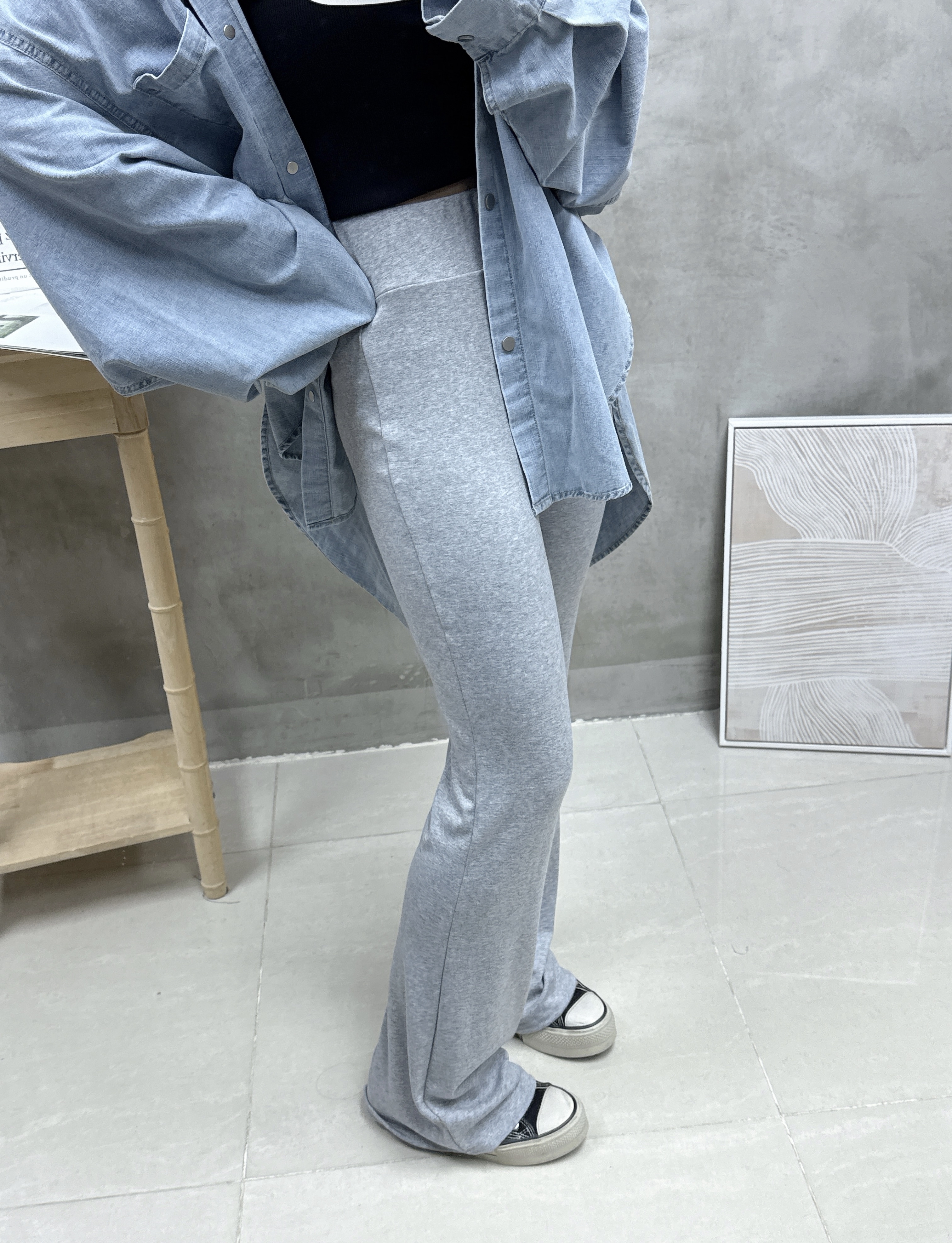 F23 高腰棉質喇叭褲