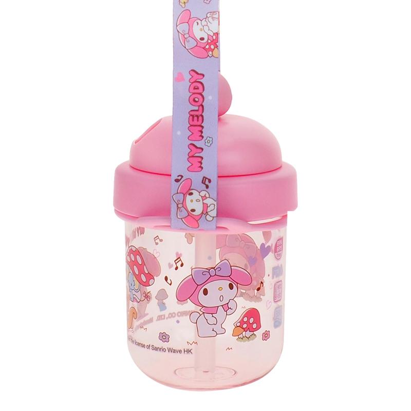 My Melody 330ml BPA & BPS Free Water Bottle with Straw Lid & Neck Strap 膠水樽連飲管及頸繩