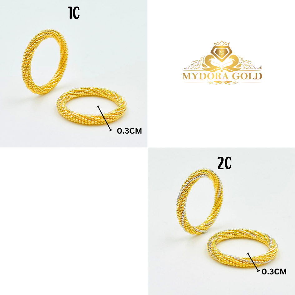 MYDORA Cincin Belah Rotan Pintal Jagung (5G) l EMAS 916/22K