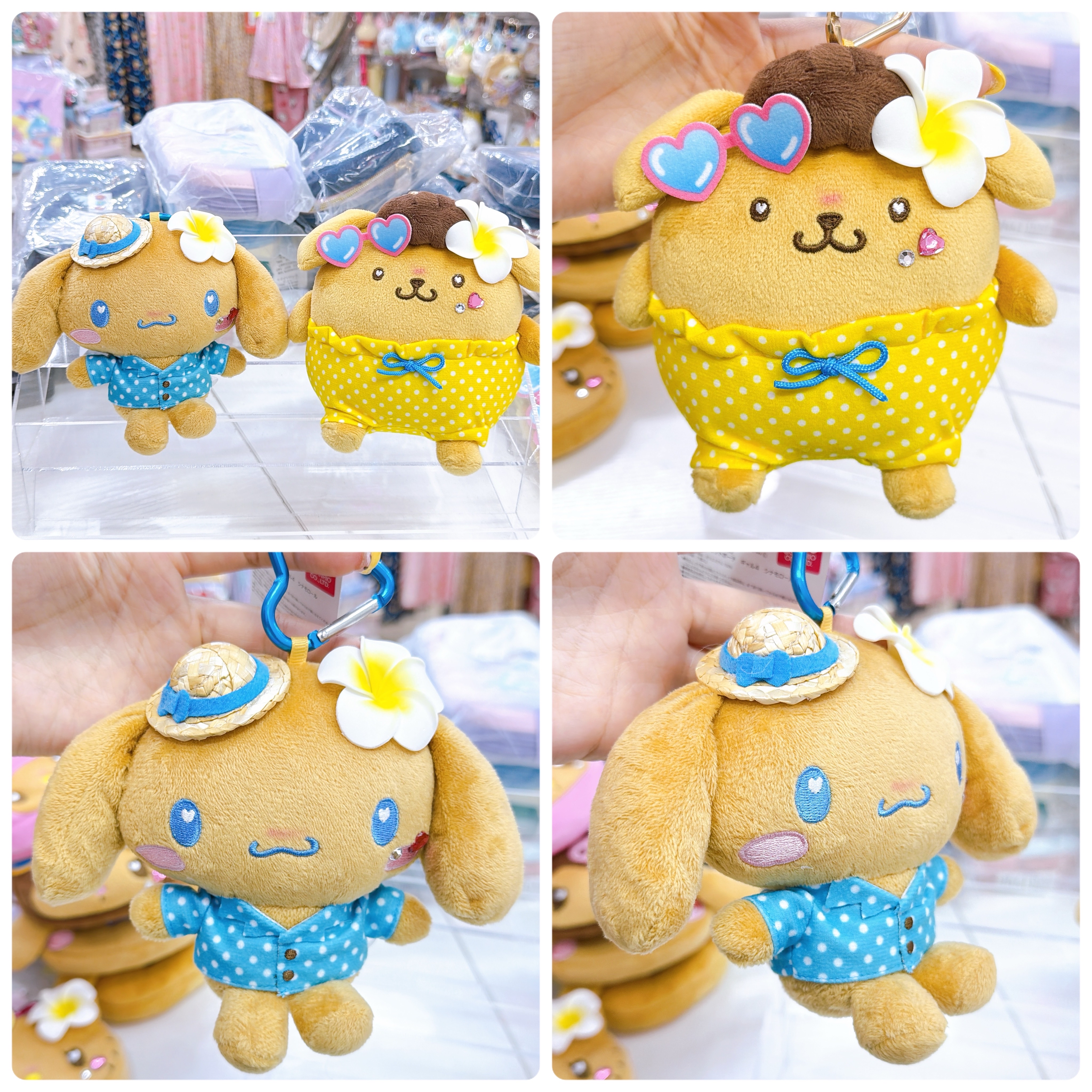 日本直送Sanrio 夏天黑皮泳裝系列 布甸狗肉桂狗15 cm公仔掛飾