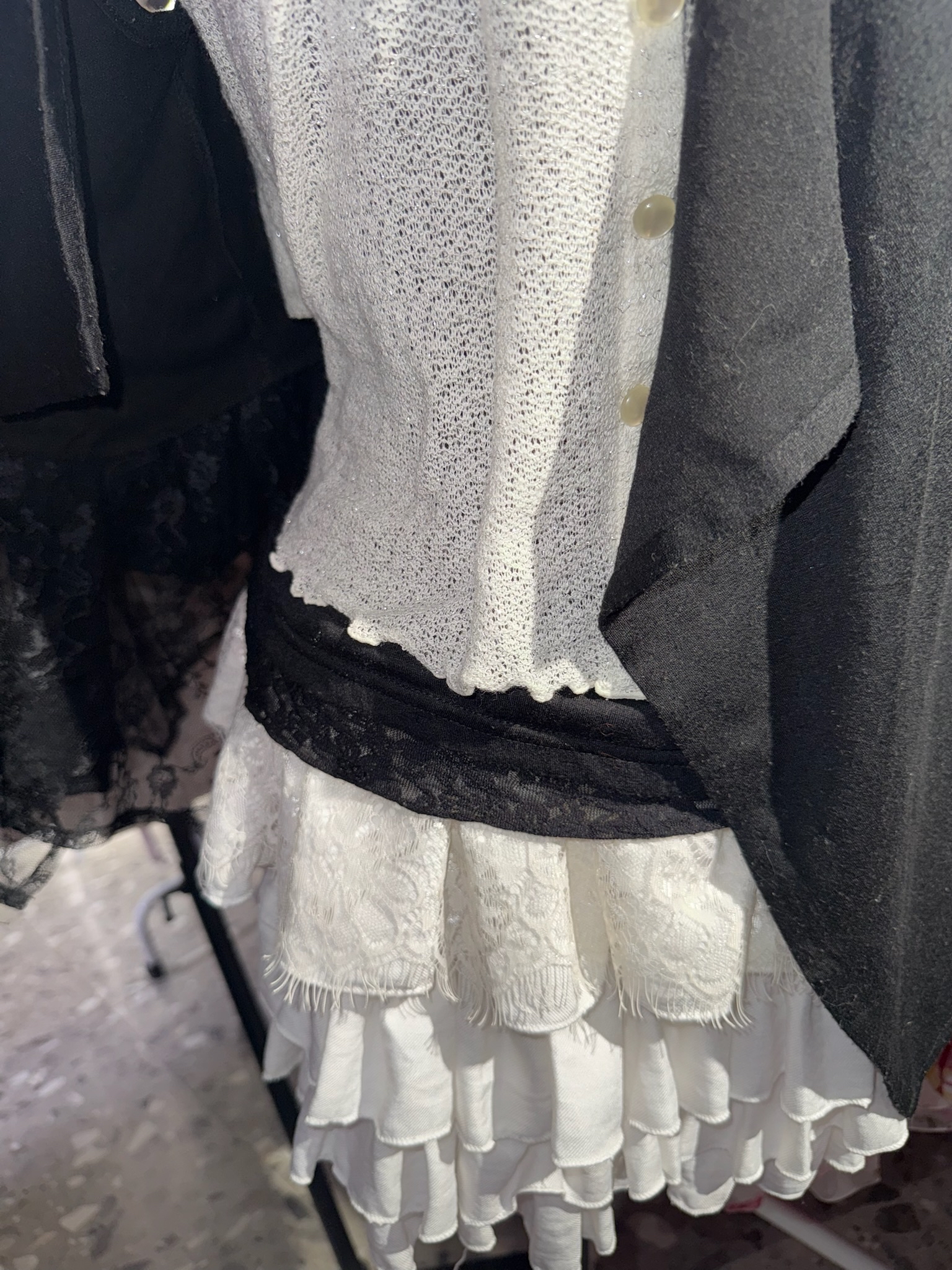 Black and White Lace Ruffled Princess Set