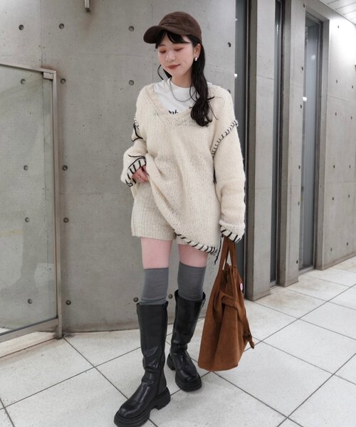 v領盲針編織冷衫