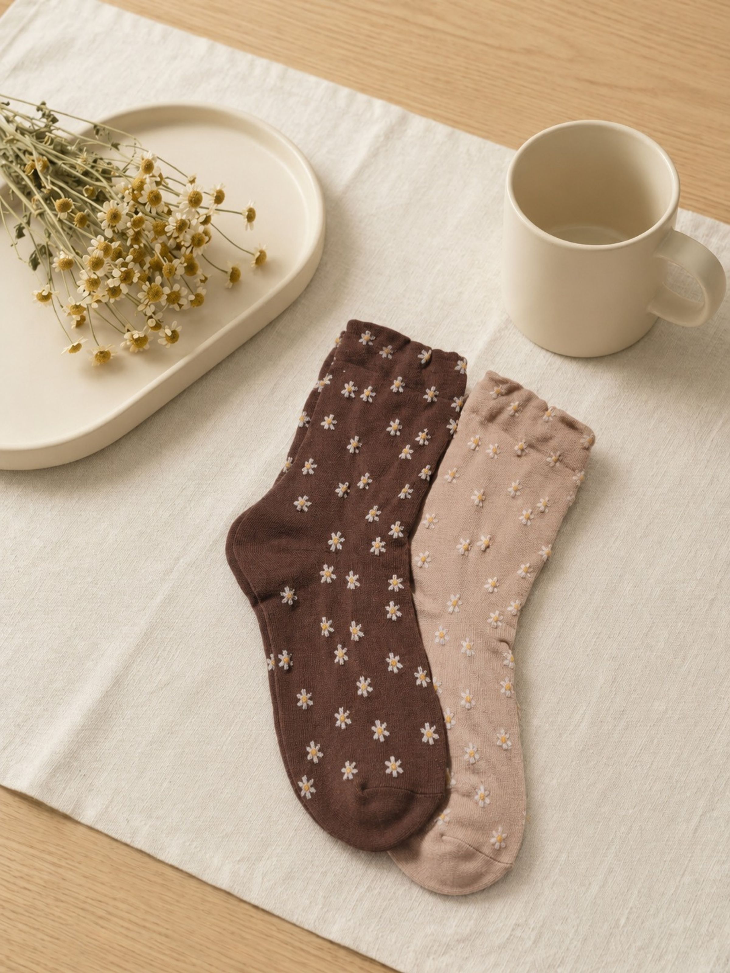 Korean Mini Flowers Women's High Crew Socks