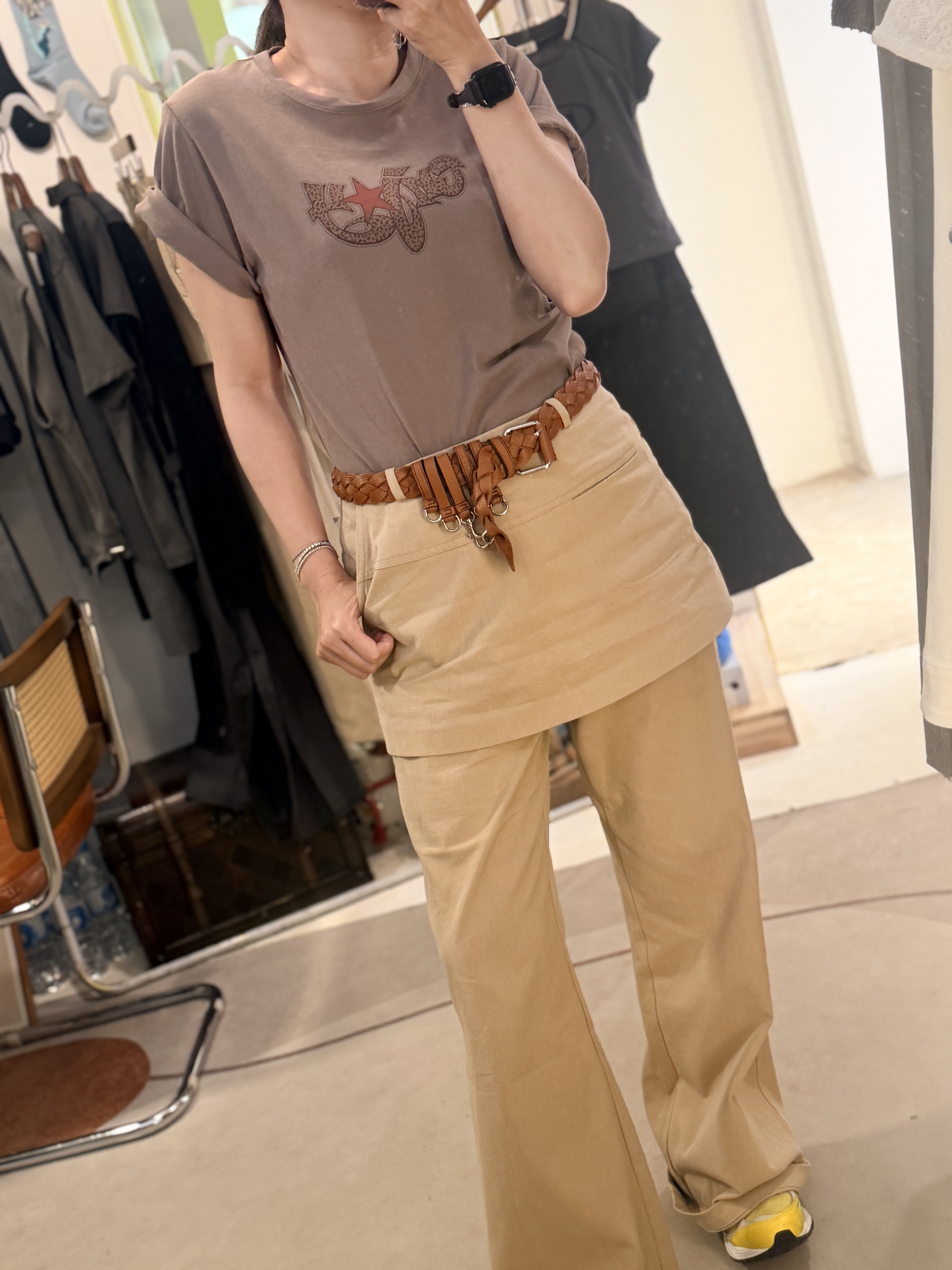 Beige skirt pants