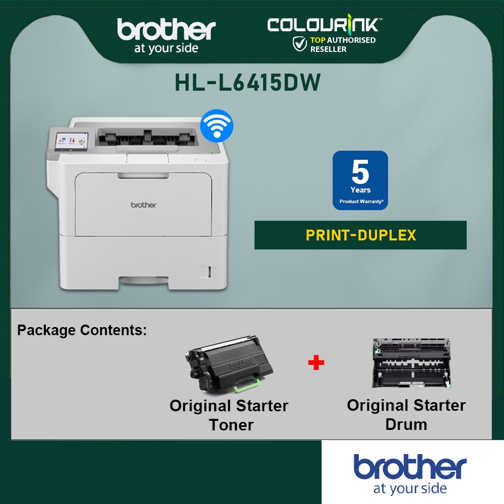 Brother HL-L6415DW A4 Mono Laser Printer Print Duplex WiFi Direct Mobile Print similar HL-5100DN L2370DN