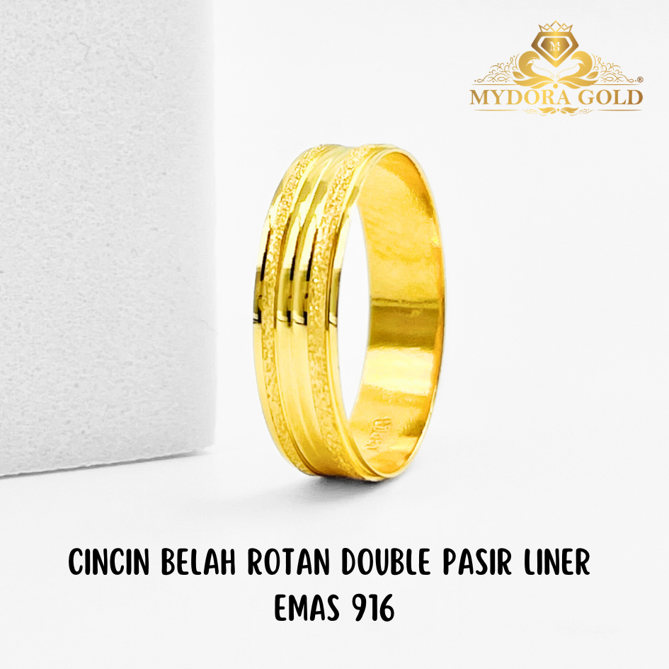 MYDORA Cincin Belah Rotan Double Pasir Liner l EMAS916/22K