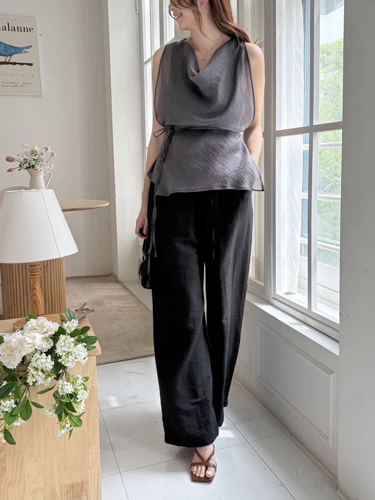 The Airy Elastic Pants (Black)