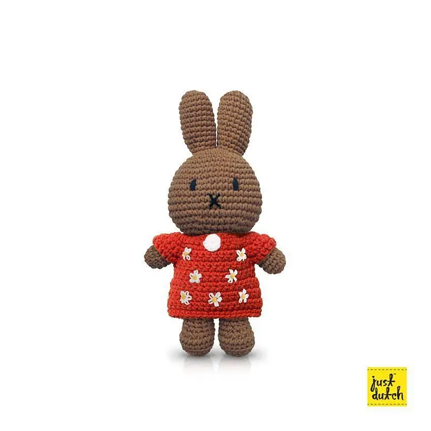 📦訂購 台灣代購 荷蘭 Just Dutch 手工編織 米菲 Miffy Melanie 紅色花朵洋裝 公仔