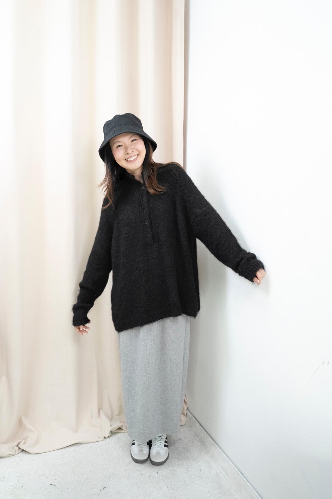 温暖感暗直紋全橡筋腰半身裙（4色）