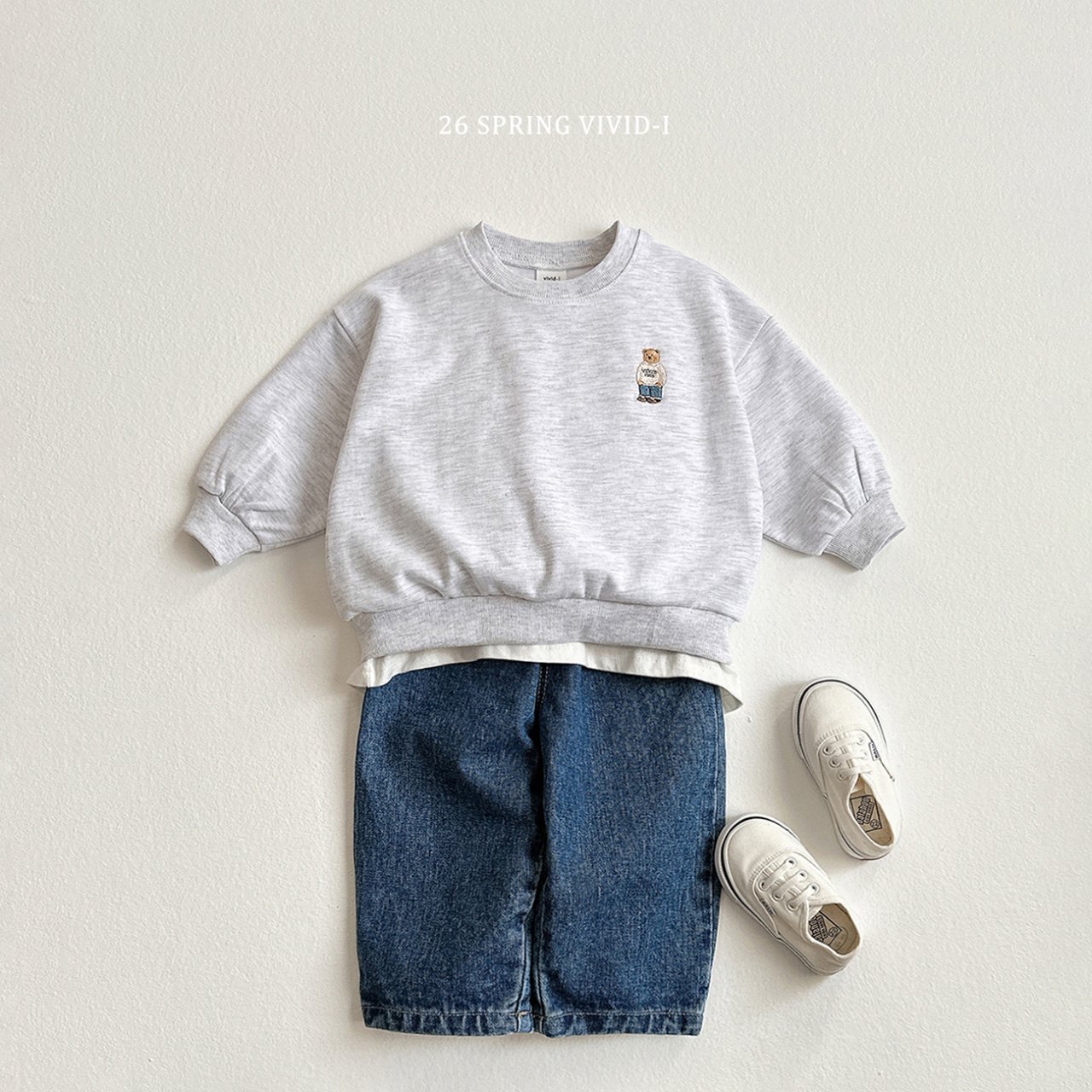 🌸預訂 韓國直送🌸🇰🇷VIVIDI四色標誌性小熊刺繡長袖上下套裝