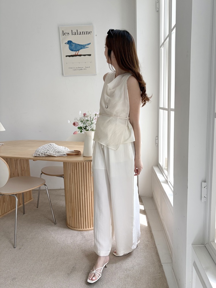 The Airy Elastic Pants (Cream)