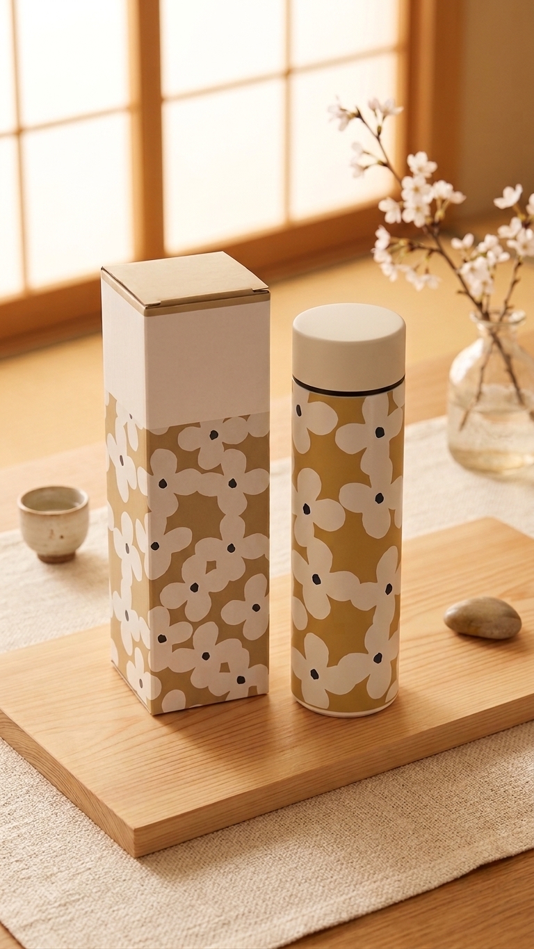 日牌Wpc花卉圖案不鏽鋼保溫瓶 450ml
