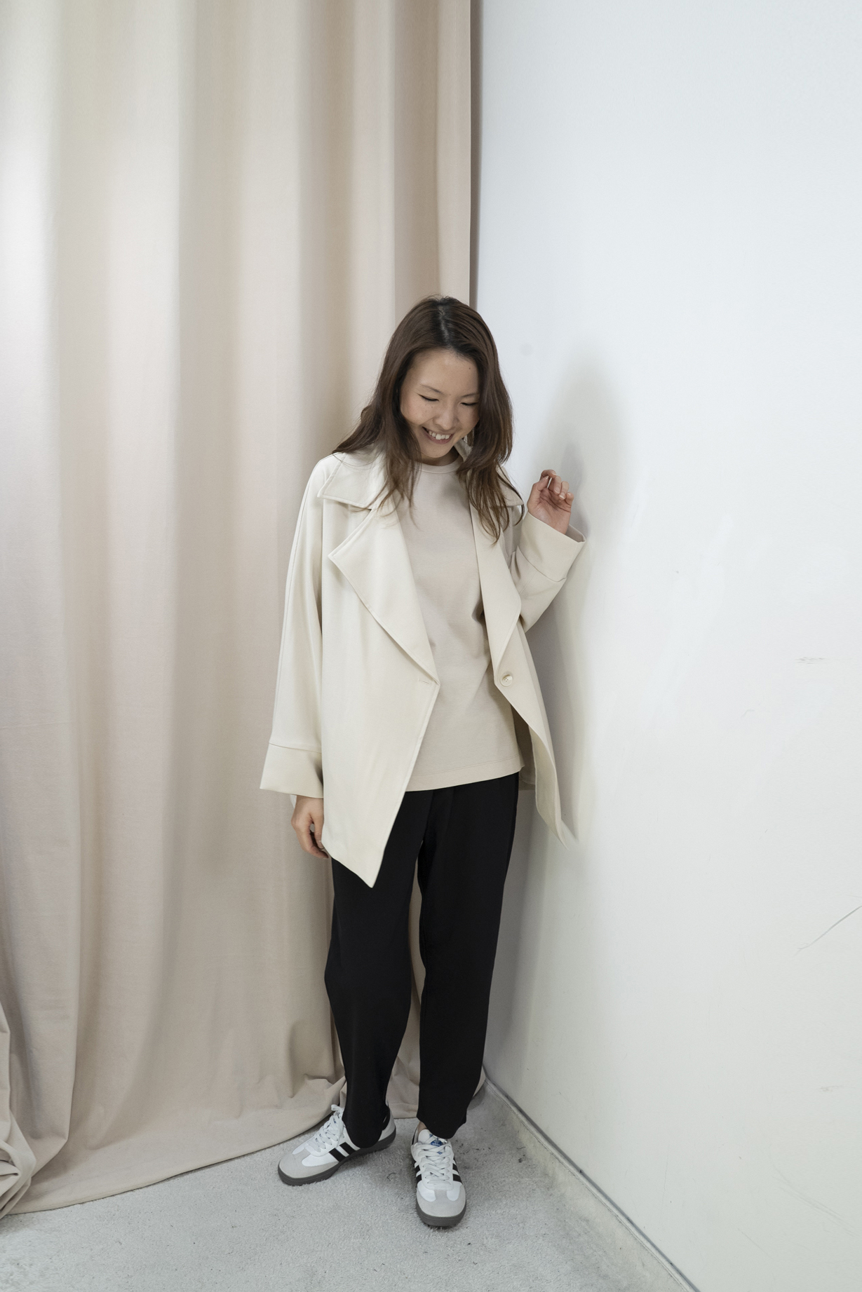 高質布紋理Top（米色）