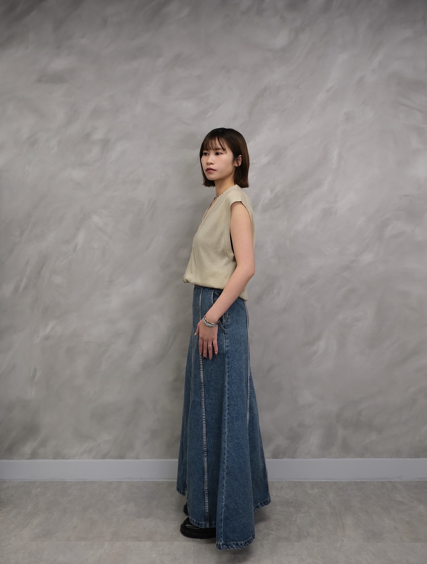 Basic denim long skirt #sk31