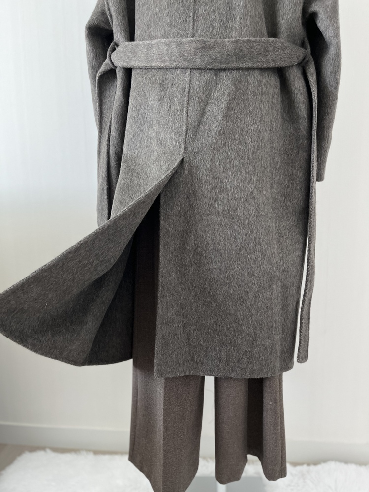 [70% Wool] Parisian Belted Wool Coat (Dark Grey)