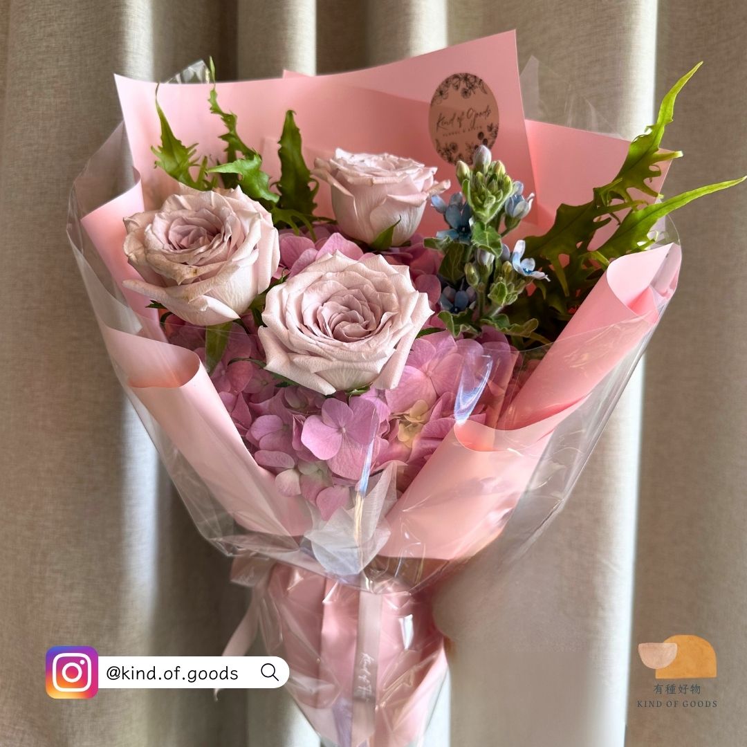 繡球玫瑰小花束 - 粉紅