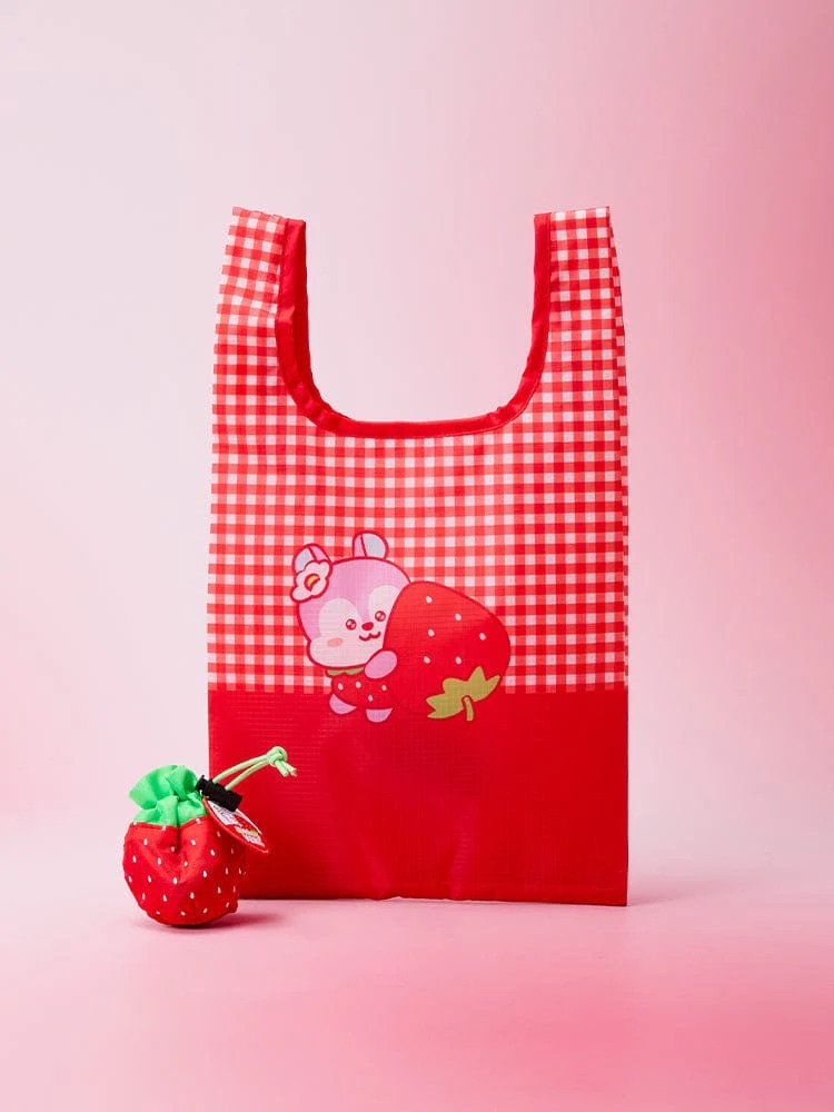 📦訂購 韓國代購 Line Friends BT21 POUCH MARKET BAG (STRAWBERRY PARTY) 摺疊式環保袋