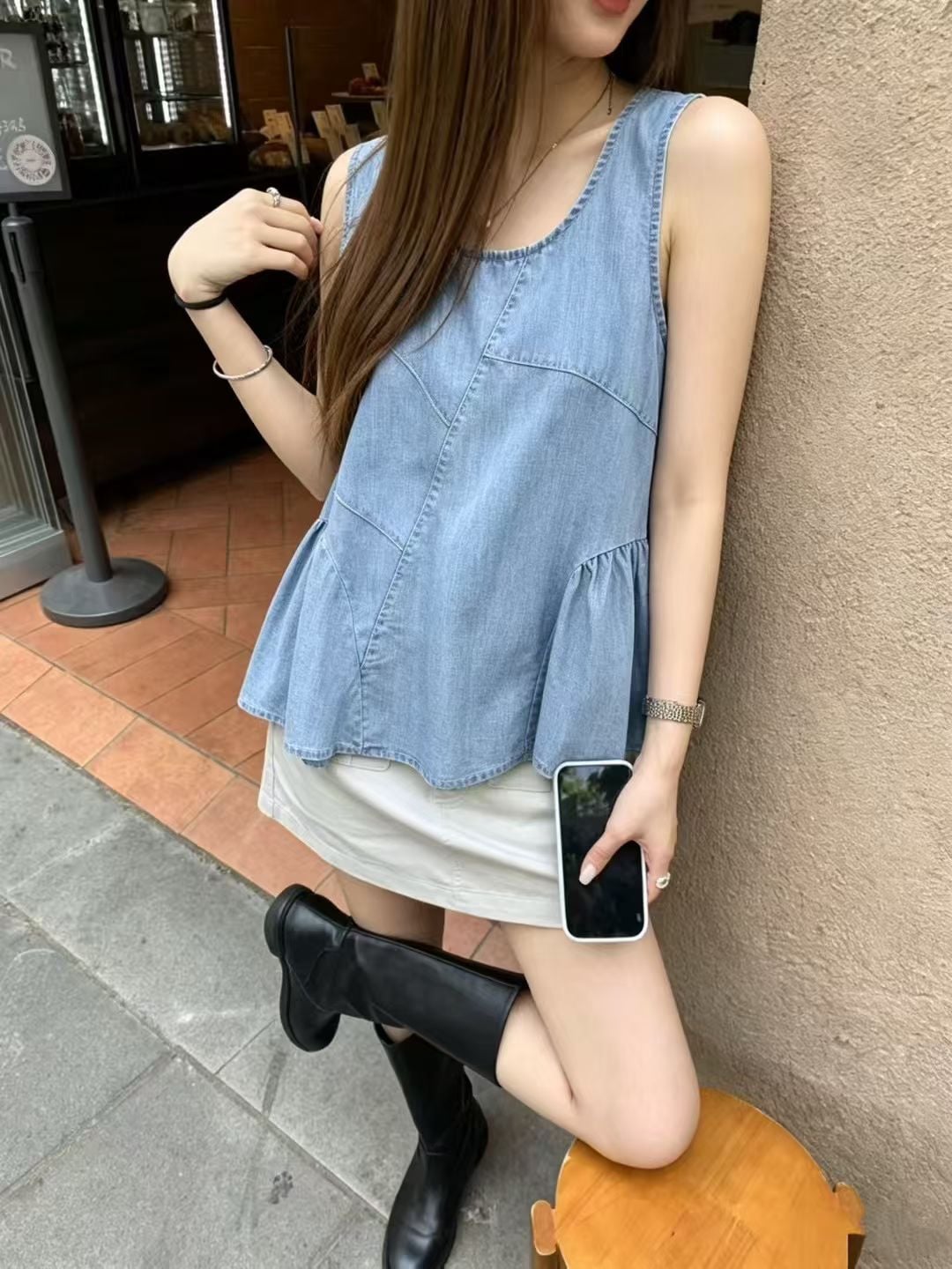 牛仔布背心