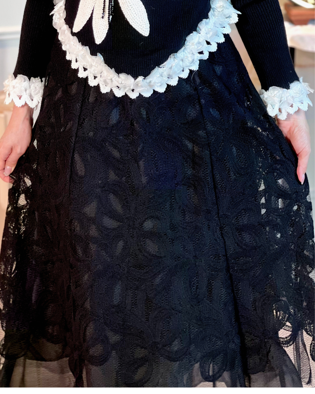 5112 Lyuba Floral Mesh Lace Skirt 