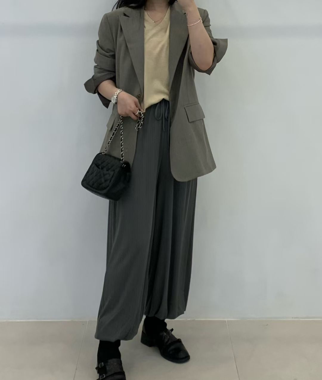 FP14_04 坑條彈性休閒褲 (3色)