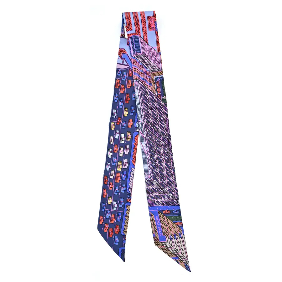 Hermès 全新🆕 100%絲 Pantin City圖案 Twilly