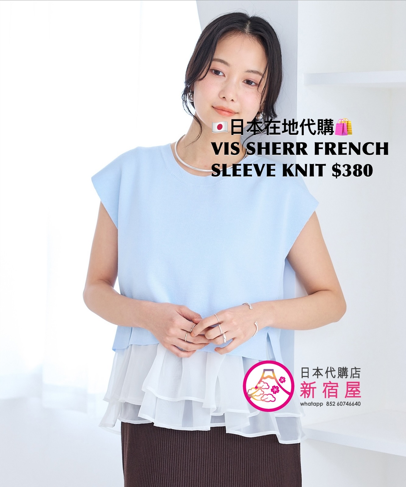 VIS SHEER FRENCH SLEEVE KNIT