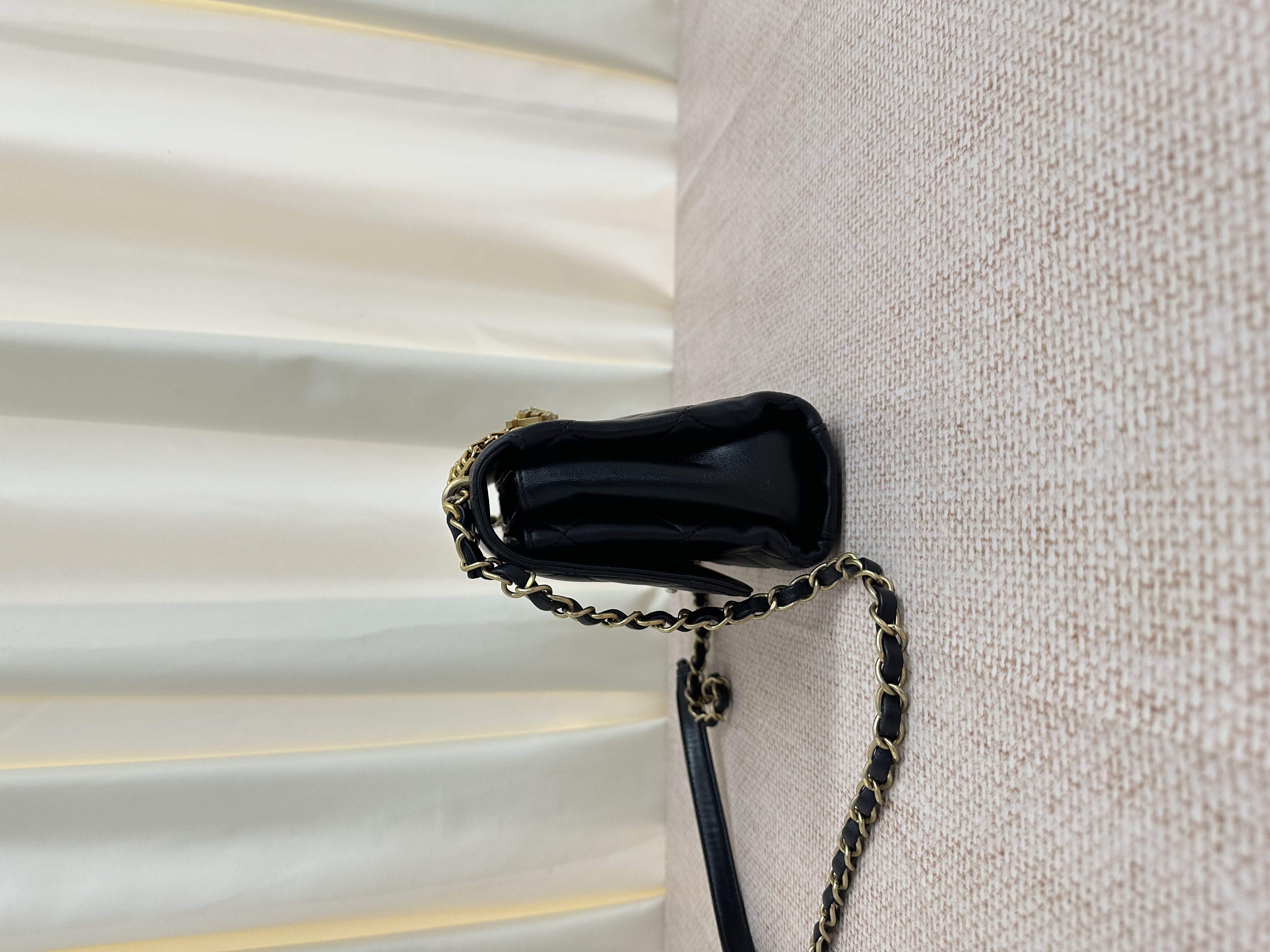 Pre-owned Chanel Crystal Logo Letters Chain Handle Flap Bag/ Product Code: 26041613