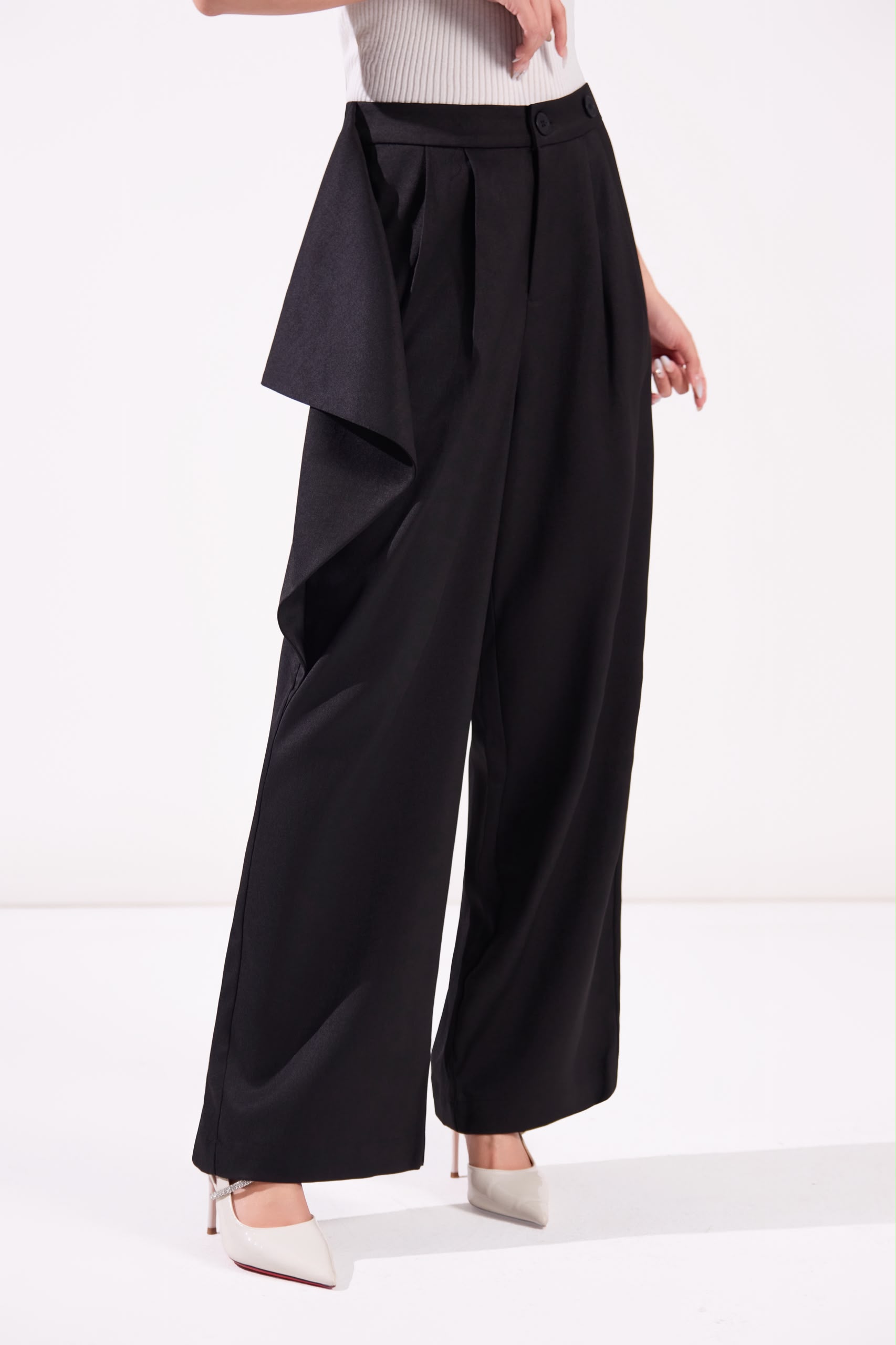 13241340 Asymmetrical Wrap Wide-Leg Pants