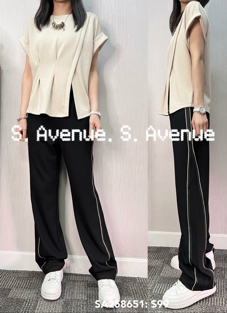 SA268651: 短袖淨色有撍前開叉tee