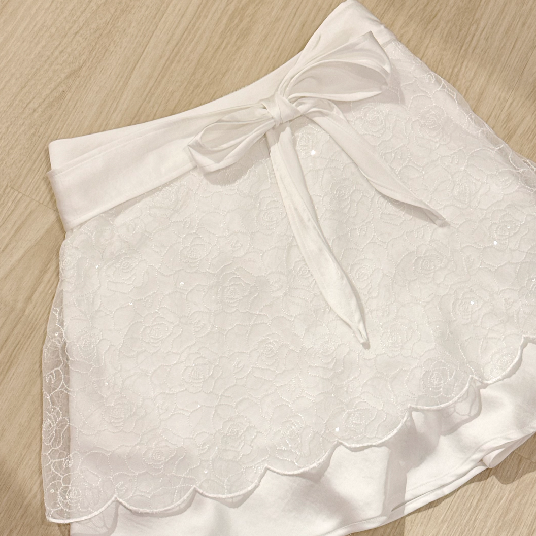 #HANNA-made# The Rosé Ribbon Wavy Skirt⁠