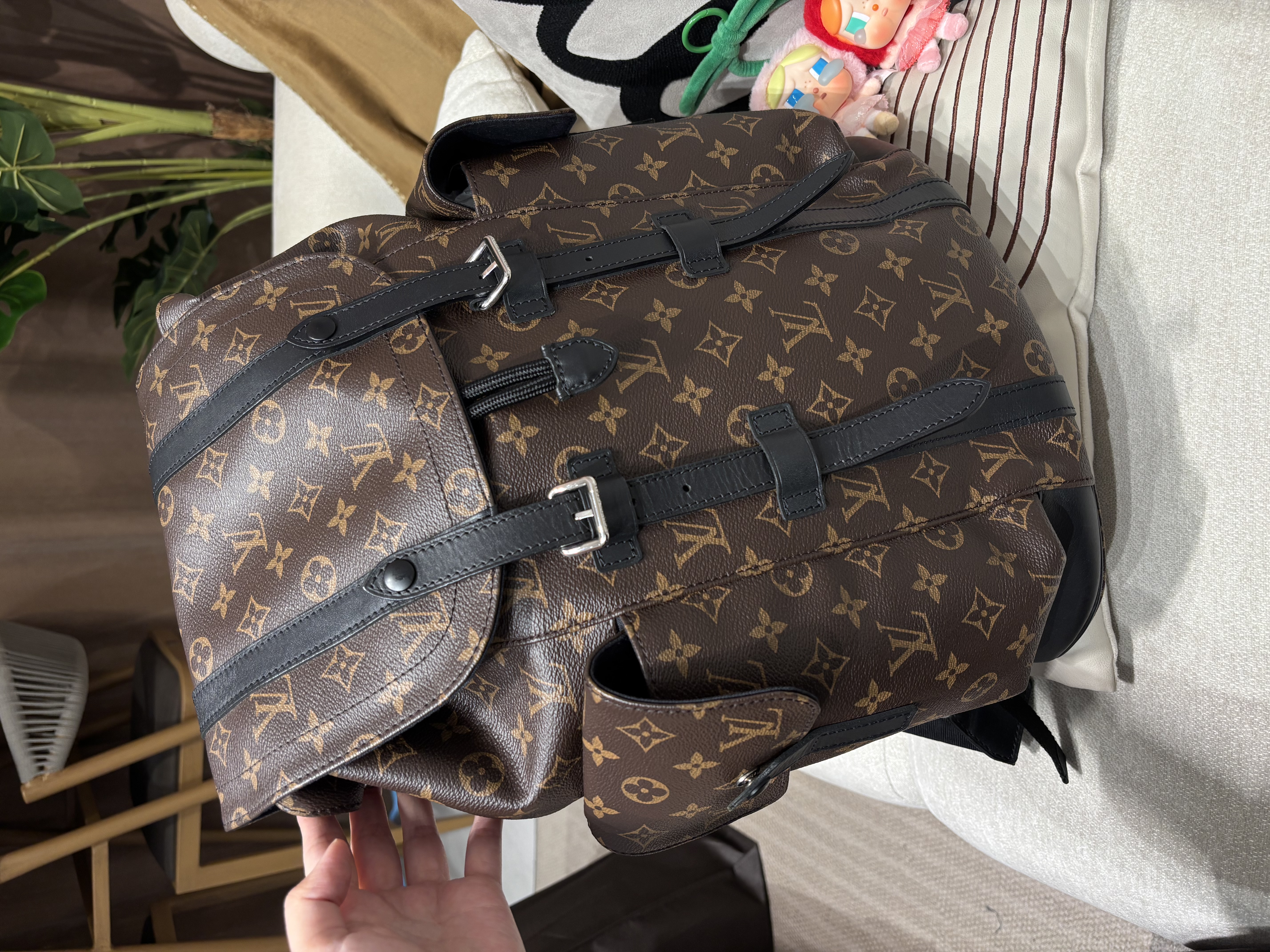 Lv backpack Christopher MM M43735 Monogram Macassar 100%Authentic,95%new✅dust bag ✨