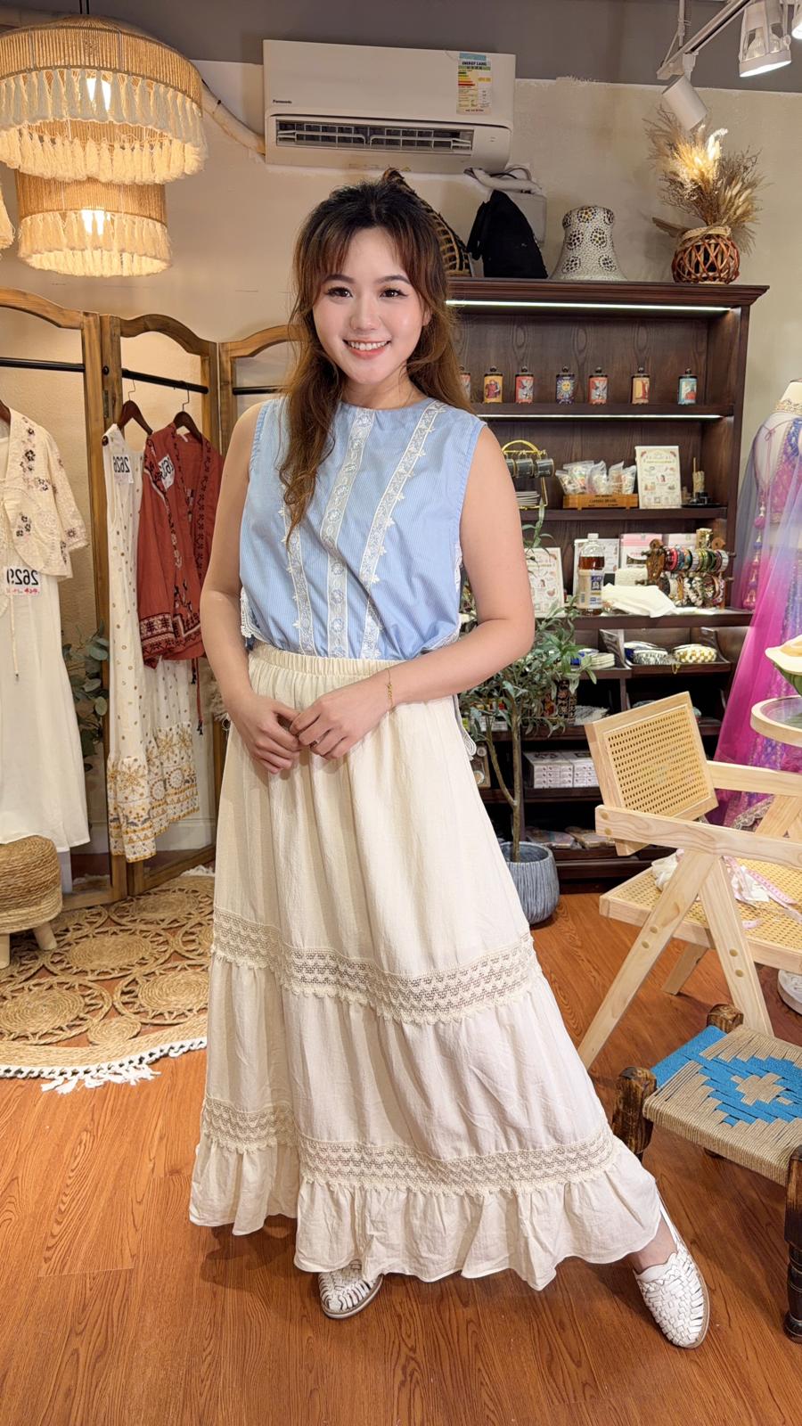 PKT 2632 Light Blue Side Lace Top 