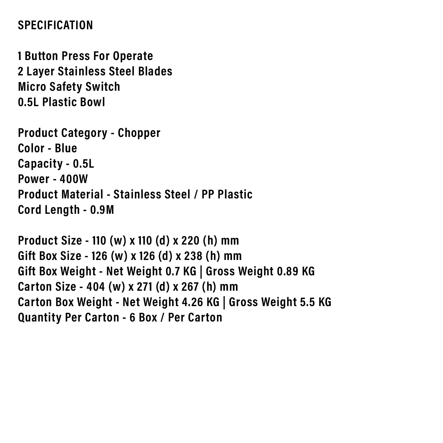 Faber 0.5L Chopper Blender FCB520