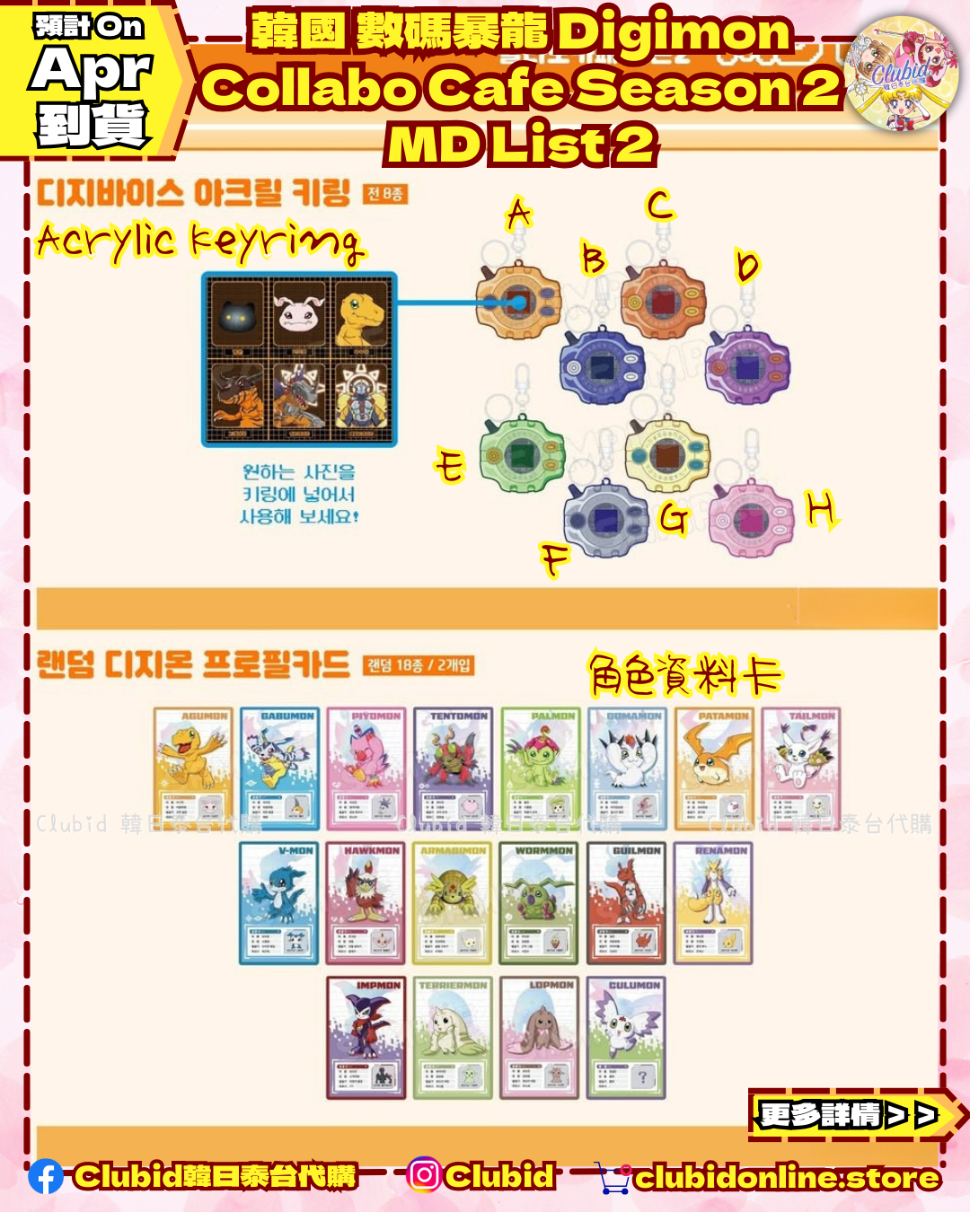 《Pre-Order》Season 2 MD List 2｜ 韓國 數碼暴龍 Digimon Collabo Cafe 