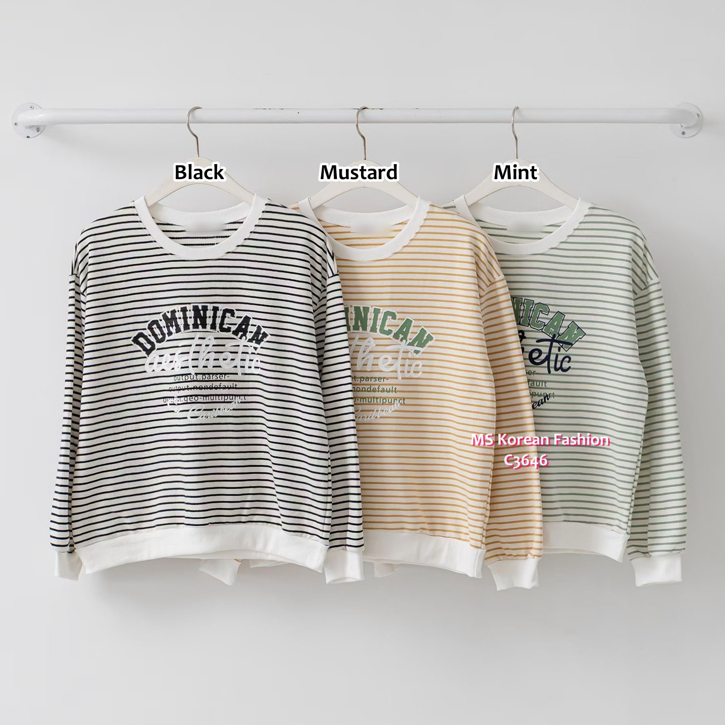 C3646 韓國🇰🇷靚色橫間字母print top