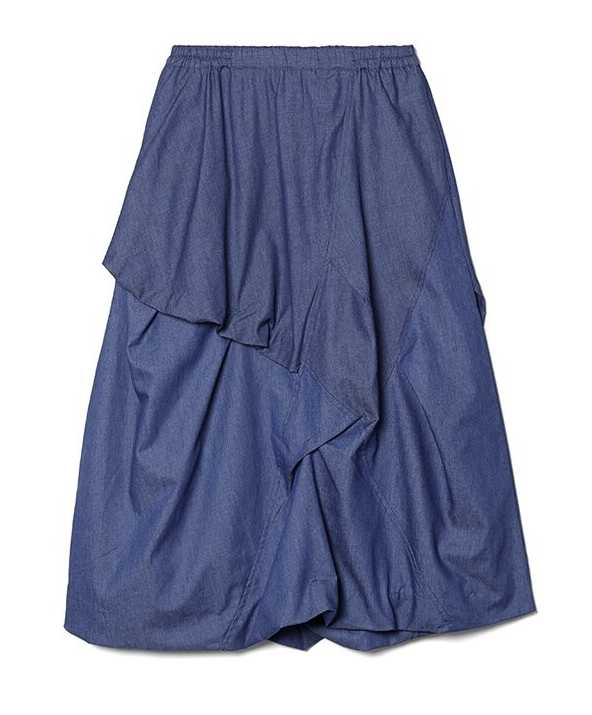 褶襇泡泡牛仔長裙 - 2026 流行穿搭  女士長裙 春秋冬時尚穿搭 成人休閒 日常穿搭 易於配搭 日本直送   #JP-I-260002