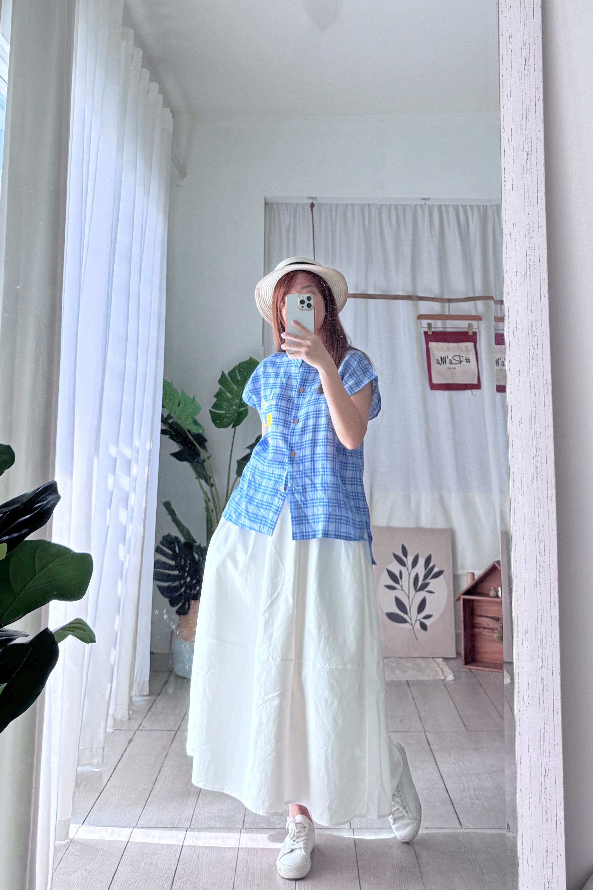 日系直肩鲸鱼刺绣衬衫