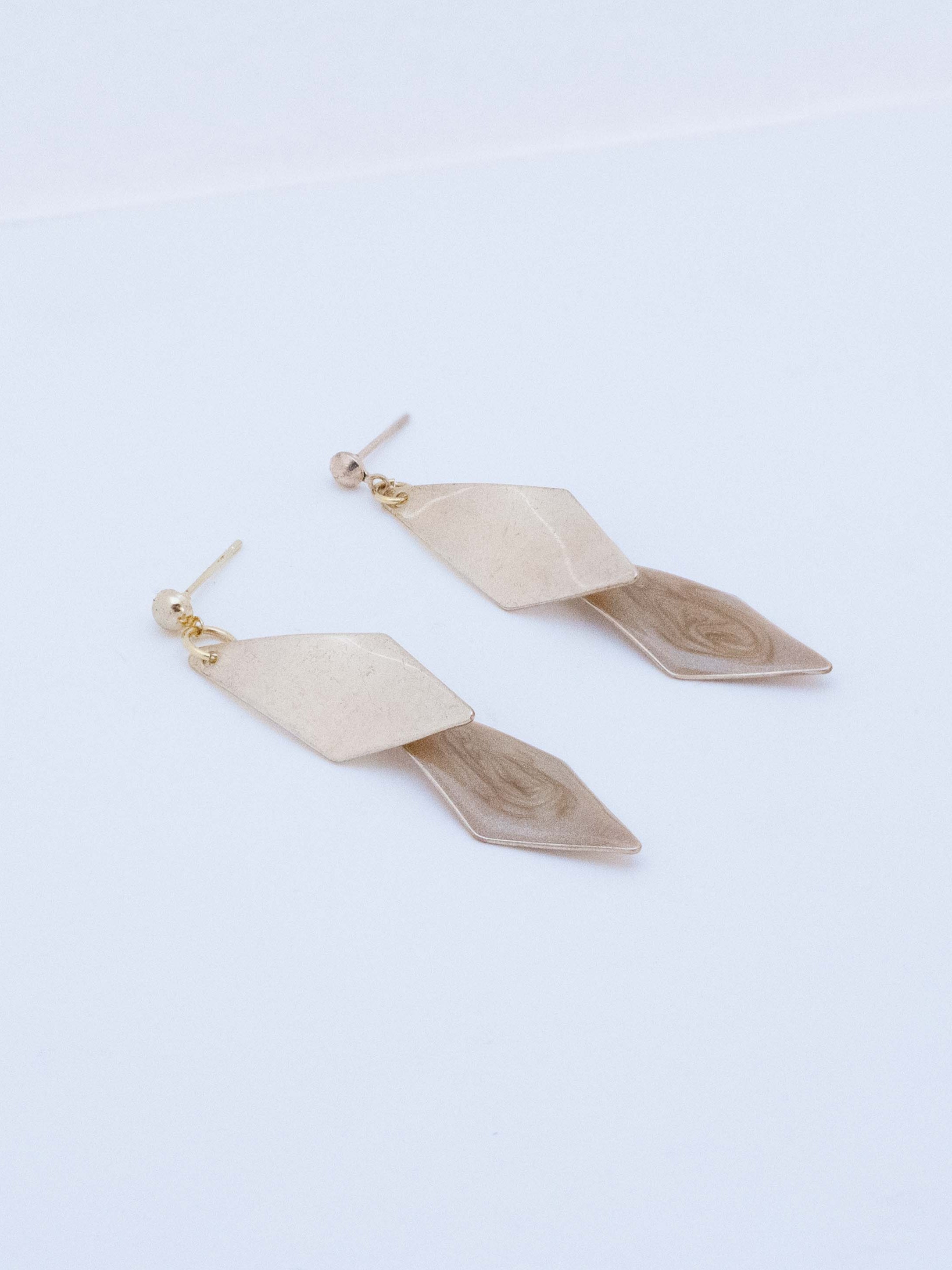 Modern Diamond Shape Drop Stud Earrings