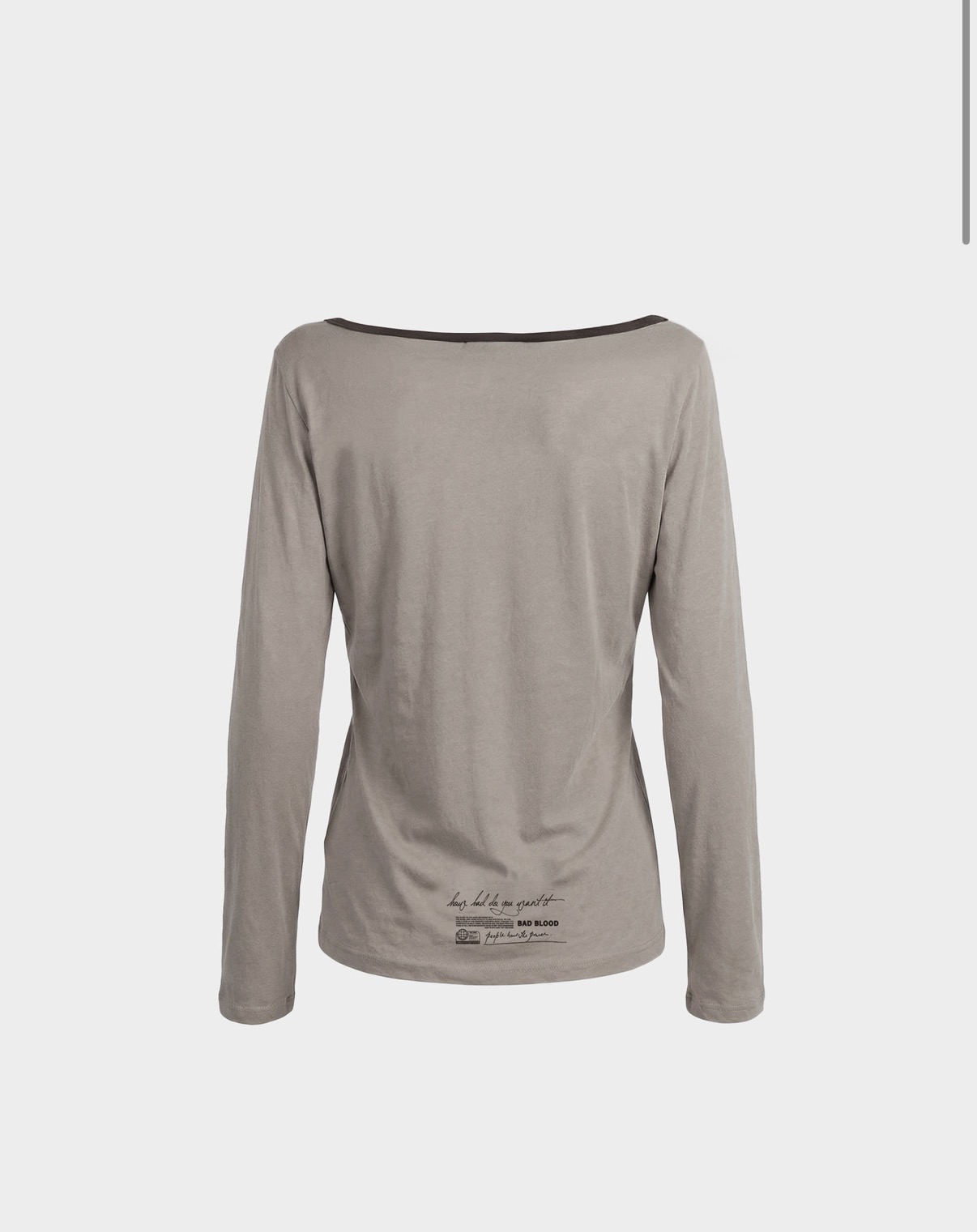 BADBLOOD [w-tee26-127] Script Graphic Ringer Loose-Fit T-Shirt - Beige