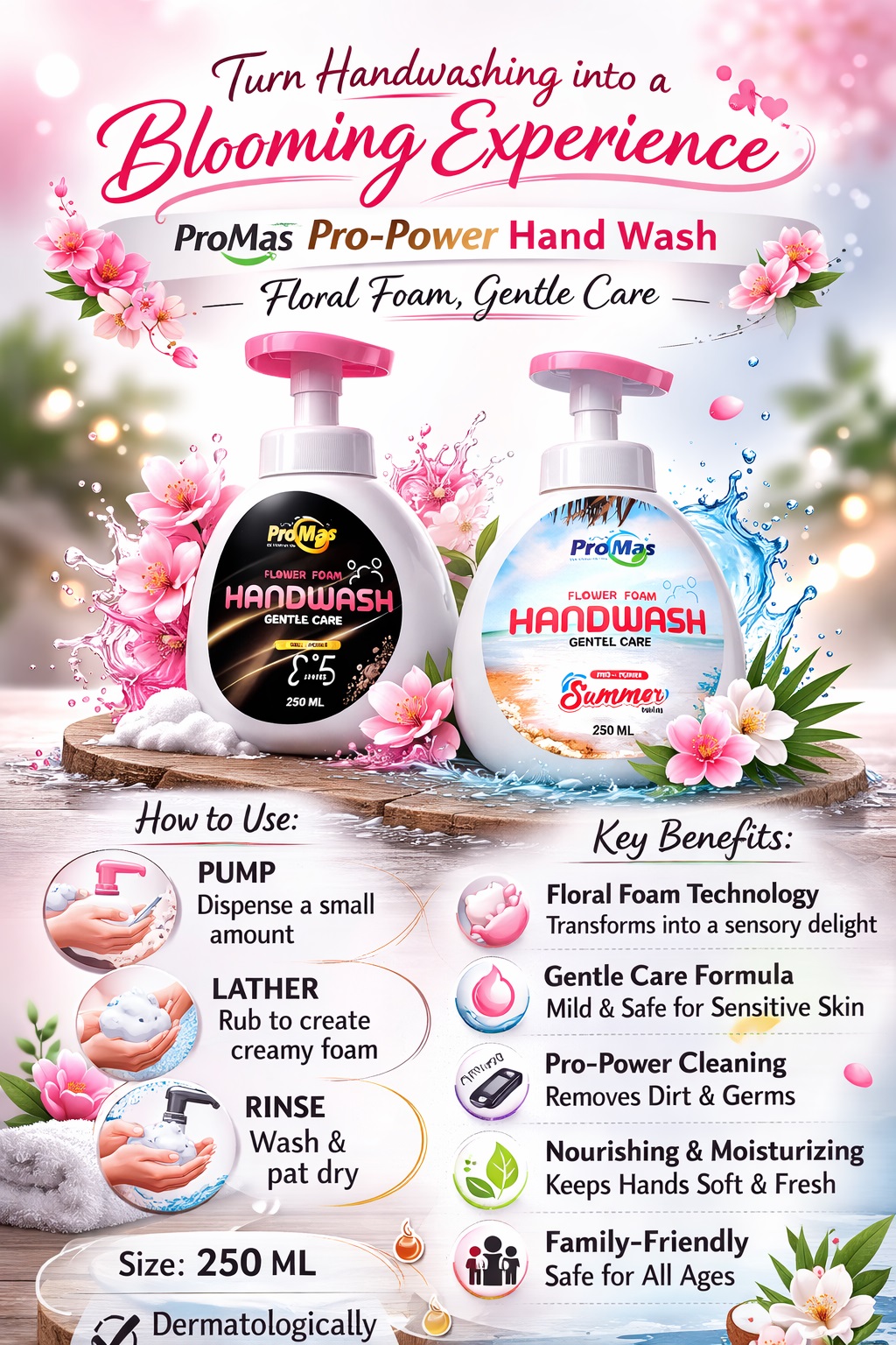 Pro-Power Flower-Foam Hand Wash (Summer & C'5)  250ML (Buy 1 Get 1 Free) – Total 500ML 