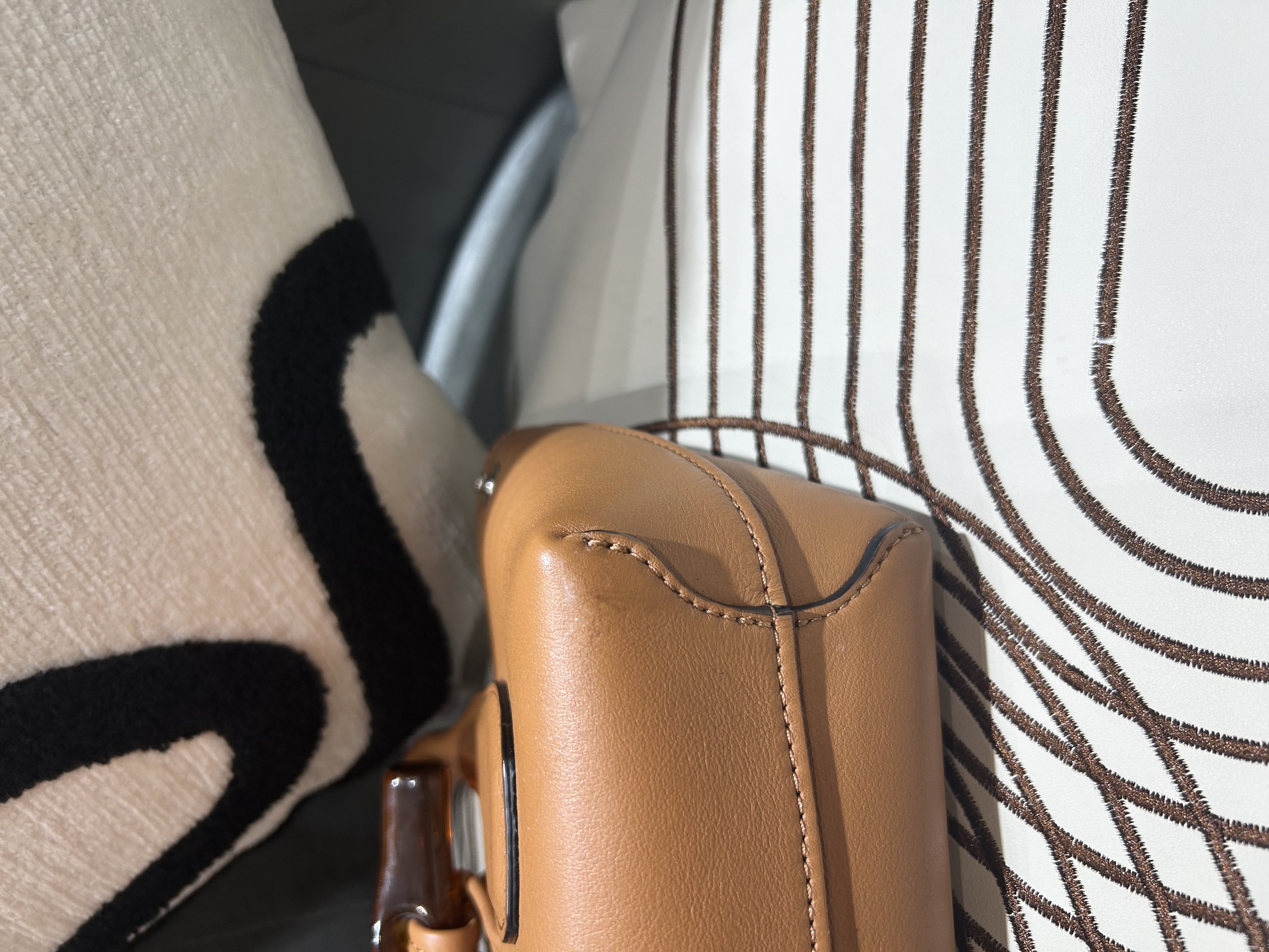 LONGCHAMP Le Roseau Handbag calfskin Tan 100%Authentic, 98%New ✅Dust bag