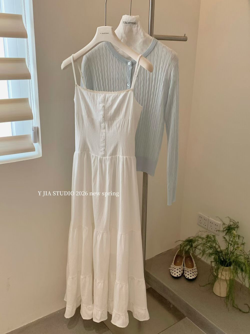 4619 Romantic White Midi Dress"氛围感收腰小白裙"