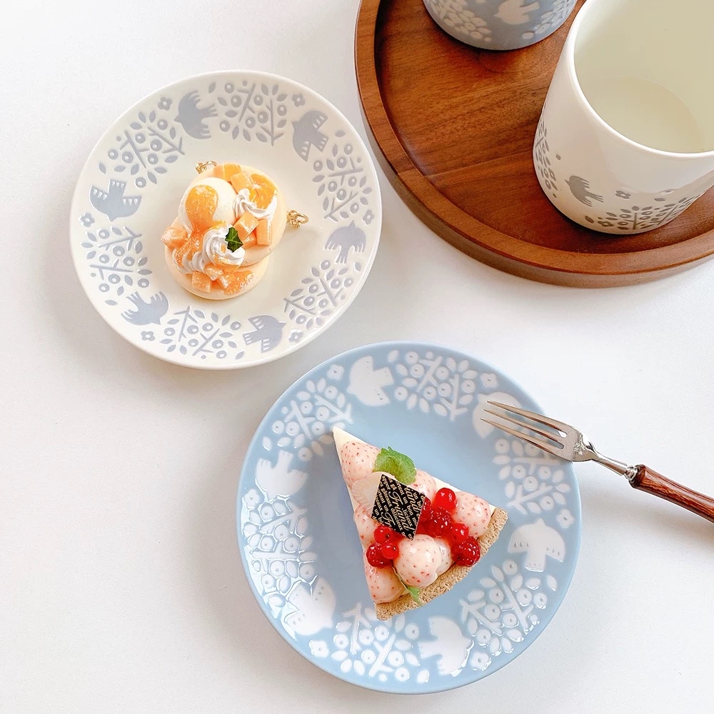 日本製LINTU美濃焼小鳥和植物陶瓷餐具