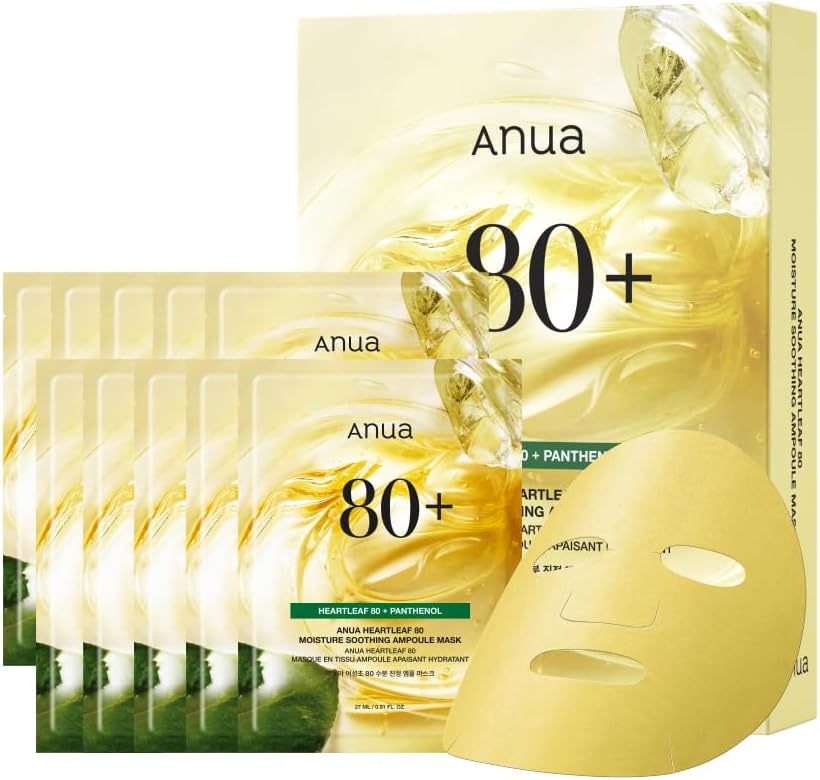 ANUA Heartleaf 80 Moisture Soothing Ampoule Mask 80%魚腥草保濕舒緩安瓶面膜27ml*10片