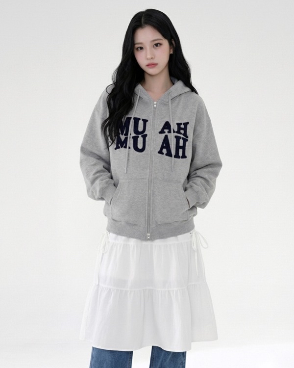 MuahMuah MUAH APPLIQUE LOGO HOODIE ZIPUP