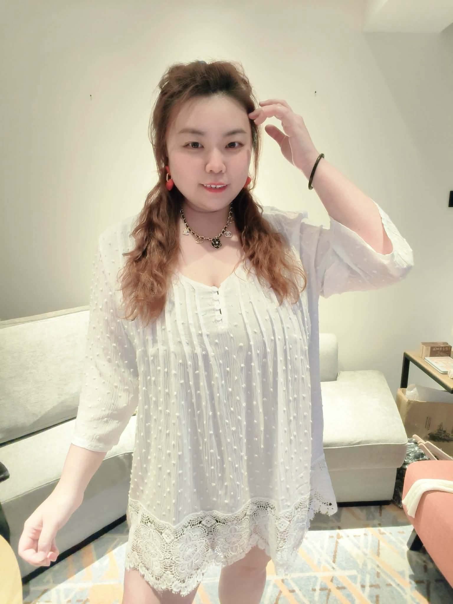 YPB08 260402 中袖高档冰丝棉麻蕾丝衫