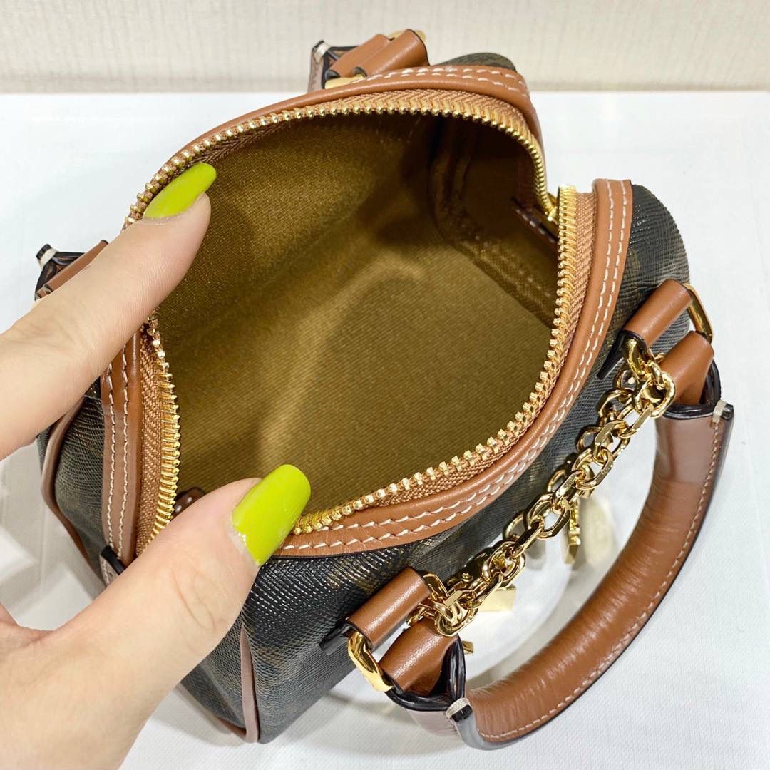 🔥大货实拍图 𝗖𝗘𝗟𝗜𝗡𝗘 ♥ 𝗧𝗥𝗜𝗢𝗠𝗣𝗛𝗘 𝗖𝗔𝗡𝗩𝗔𝗦 迷你波士顿，可爱炸💥除了可爱就是太可爱了🤣～ 型号：195112 尺寸14*9.5*8cm