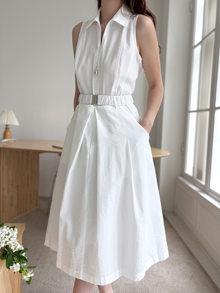 Jardin Belted Zip-Front Dress